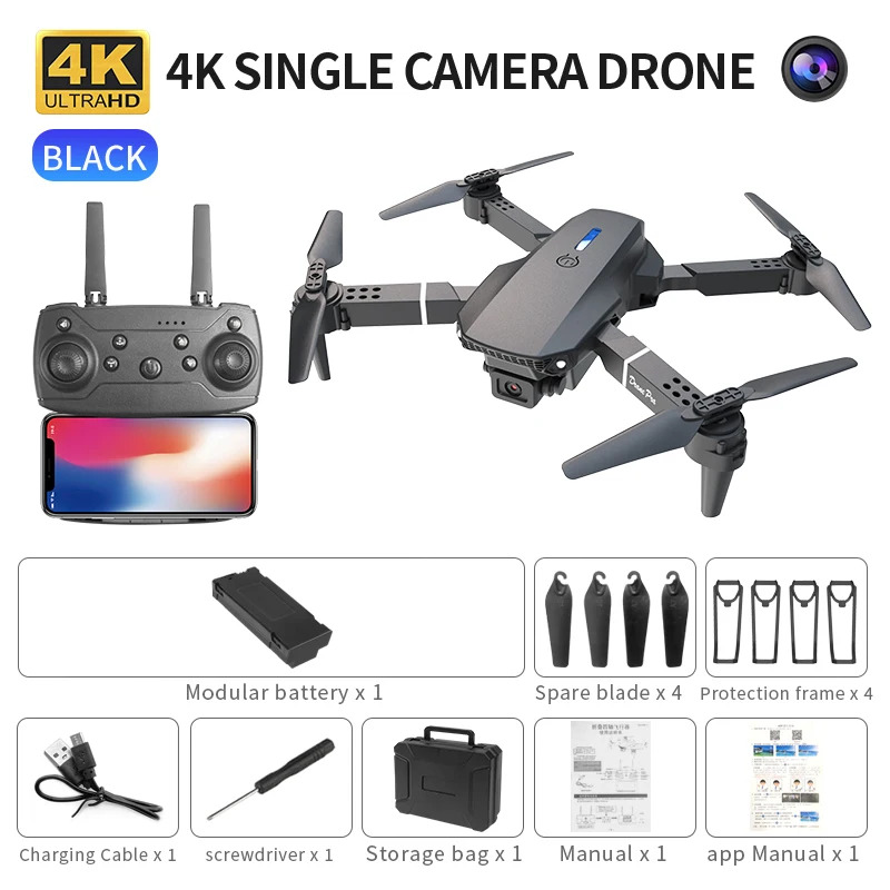 Drone Camera Wide Angle - E88 ProIntelligent Folding Drone Supports single/Dual