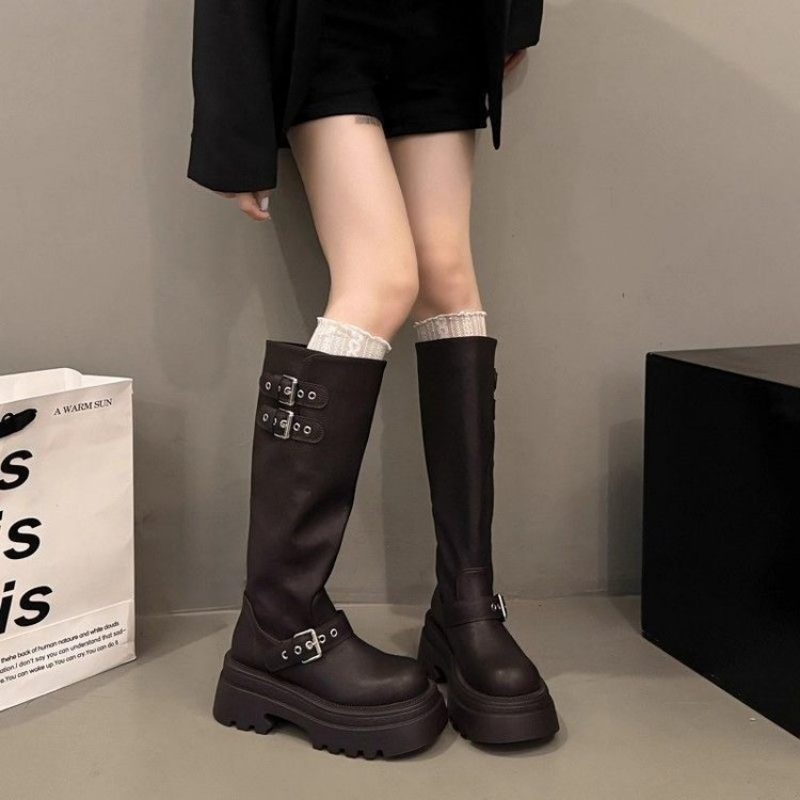 Women Chunky Platform Knee Hig - Drone Camera Stabilized ulasan dan harga
